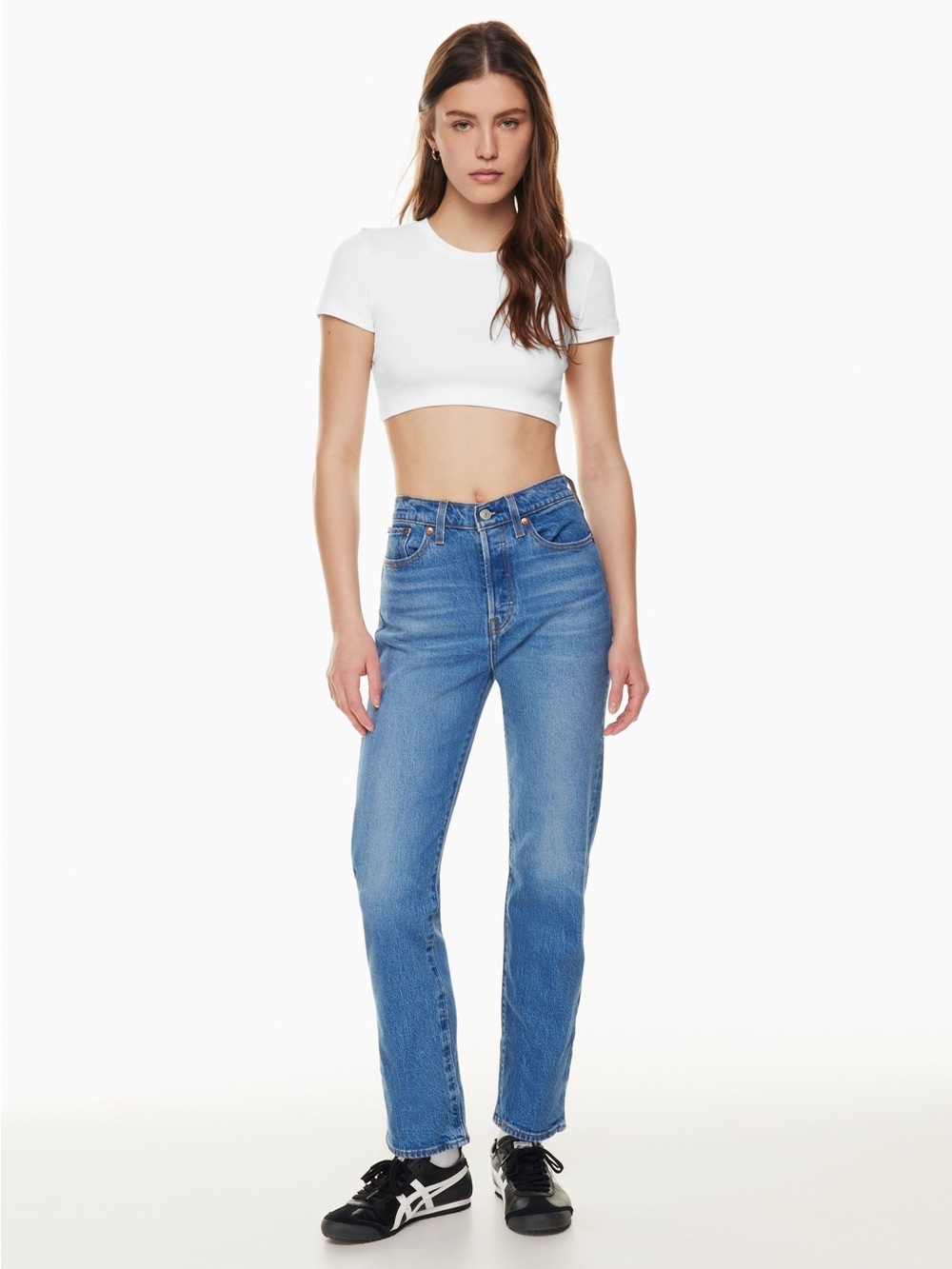 Levi’s Wedgie Straight Jeans 29 Jazz Jive Sound Raw Hem High Rise